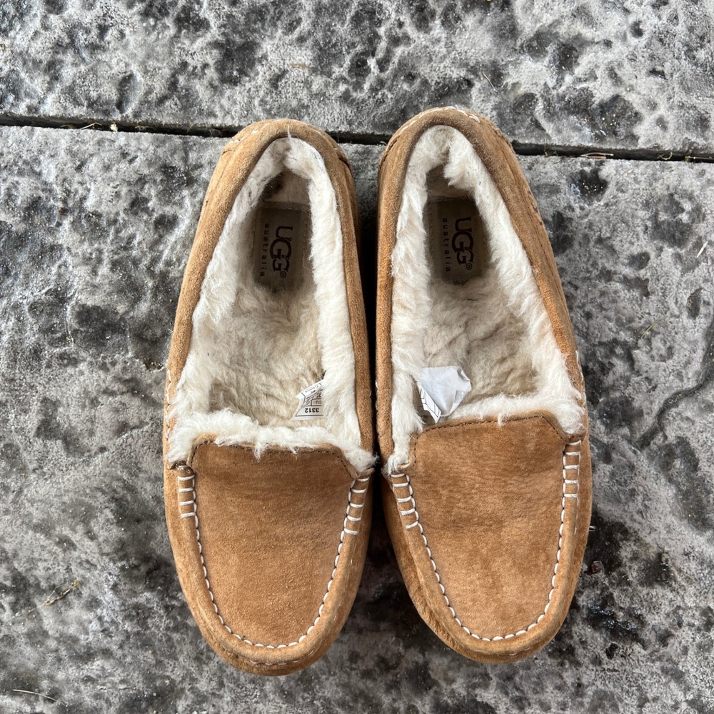 UGG Australia Ansley Chestnut Suede Moccasin Slippers 3312 Womens Size 6 - Picture 5 of 10